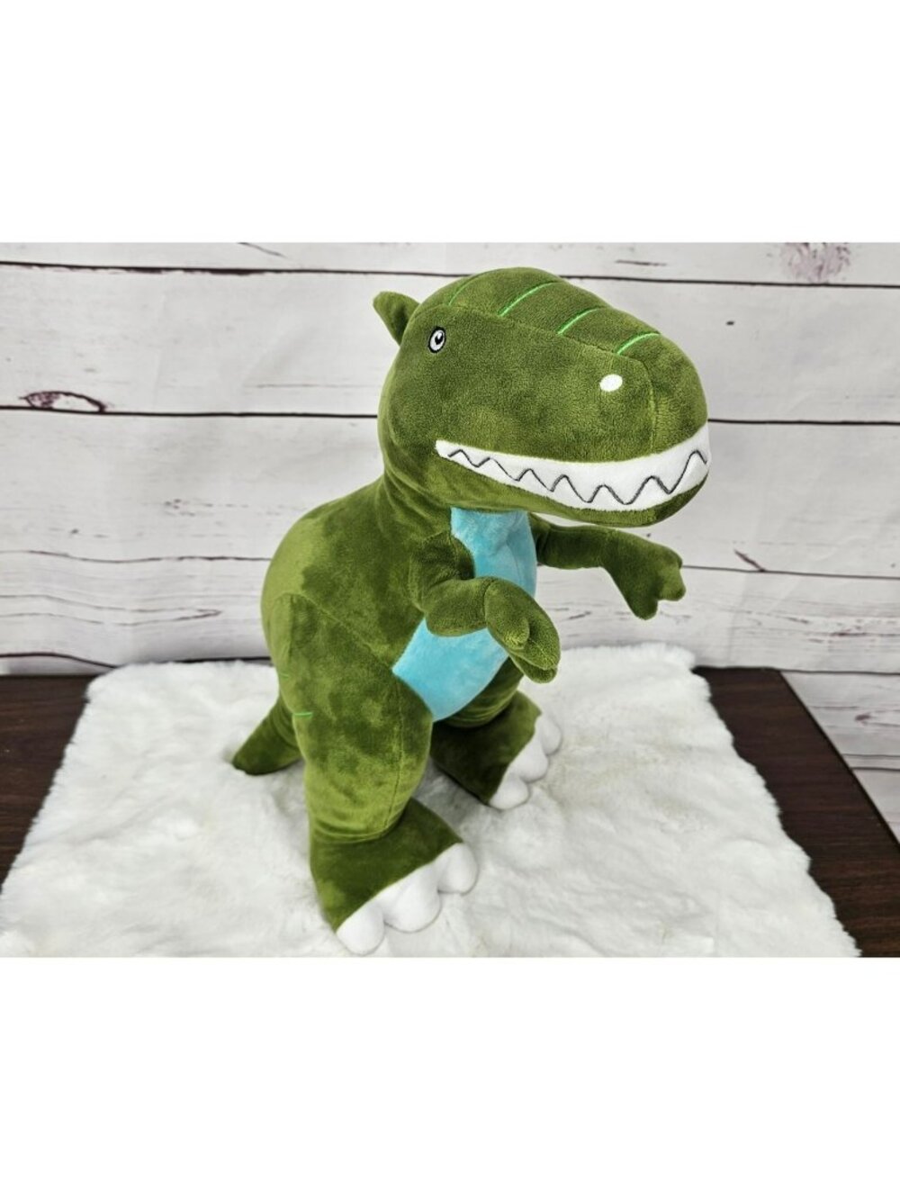 Your Zone Kids Green T-Rex Dinosaur 3D Plush Figural Pillow Stuffed Animal Toy